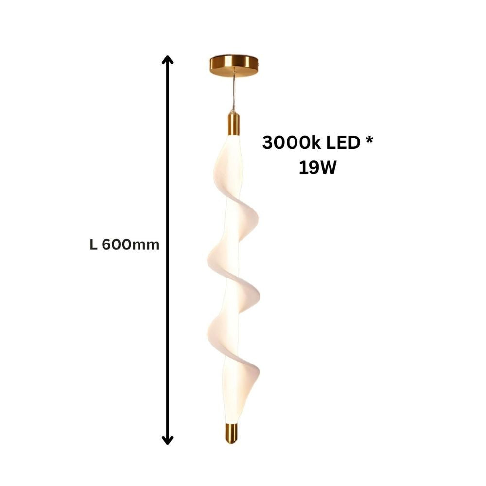 Luxury Spiral Pendant Light - Antique Gold White Acrylic Hanging Lamp