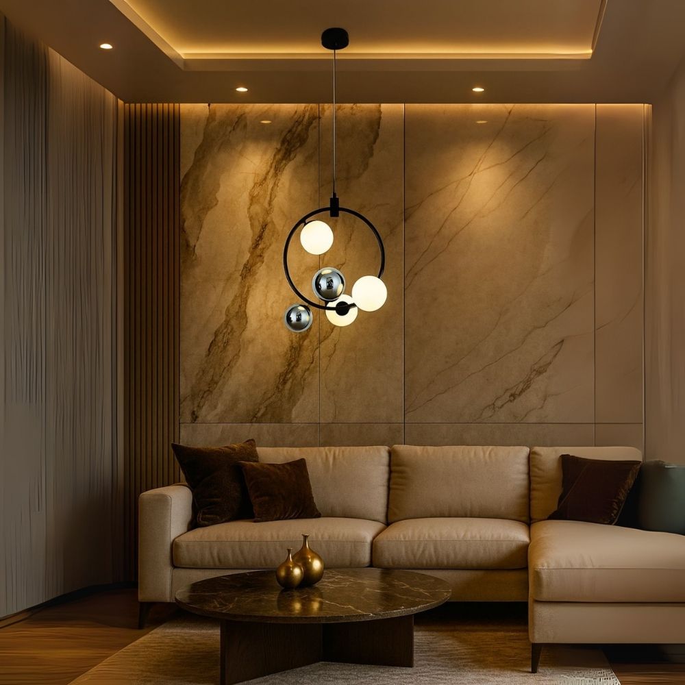 Elegant 3-Light Ceiling Pendant - Black Chrome With Milky Glass