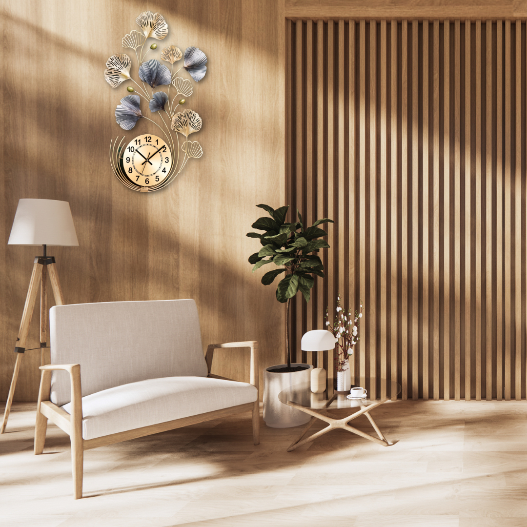 Stylish Metal Wall Clock – Luxury Floral Artistic Design