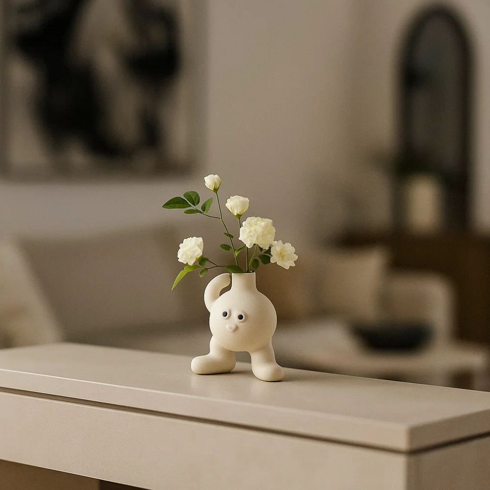 Playful Big Feet Ceramic Vase in Hip Hop Cartoon Style