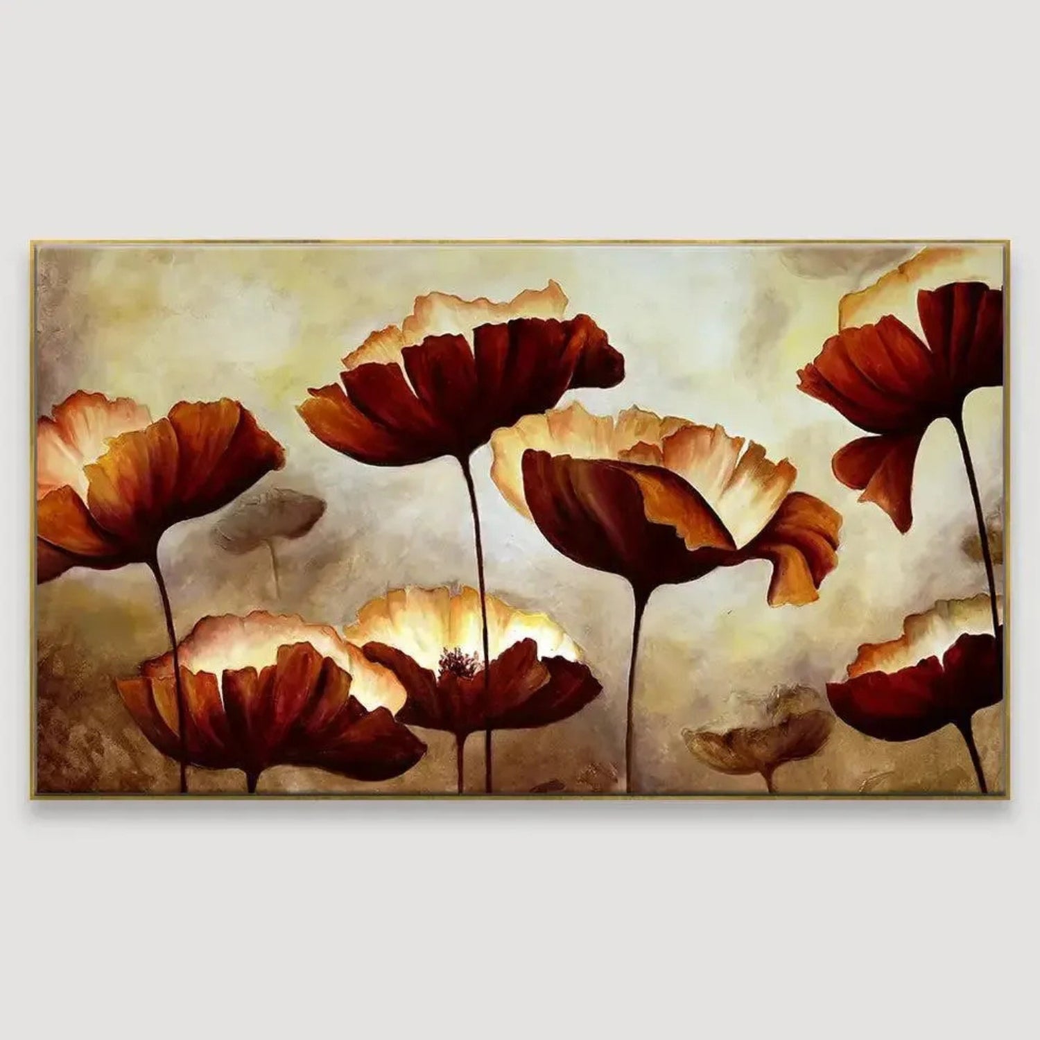 Abstract Brown Floral Canvas Printed Painting For Home Decor