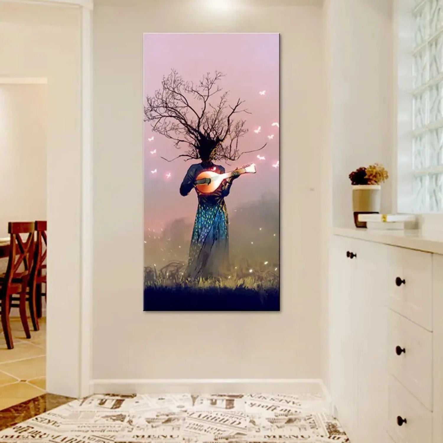 Surreal Nature-Inspired Wall Art With Musical Tree Spirit Canvas Painting