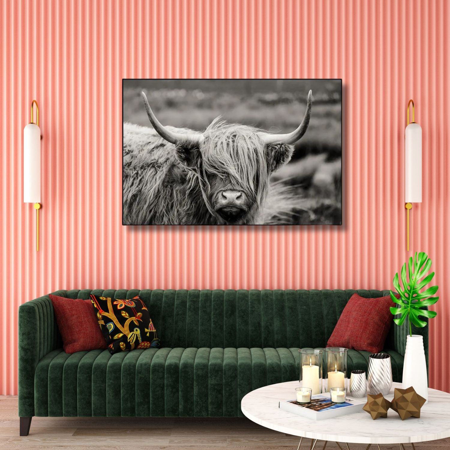 Stunning Black and White Highland Cow Canvas Wall Art