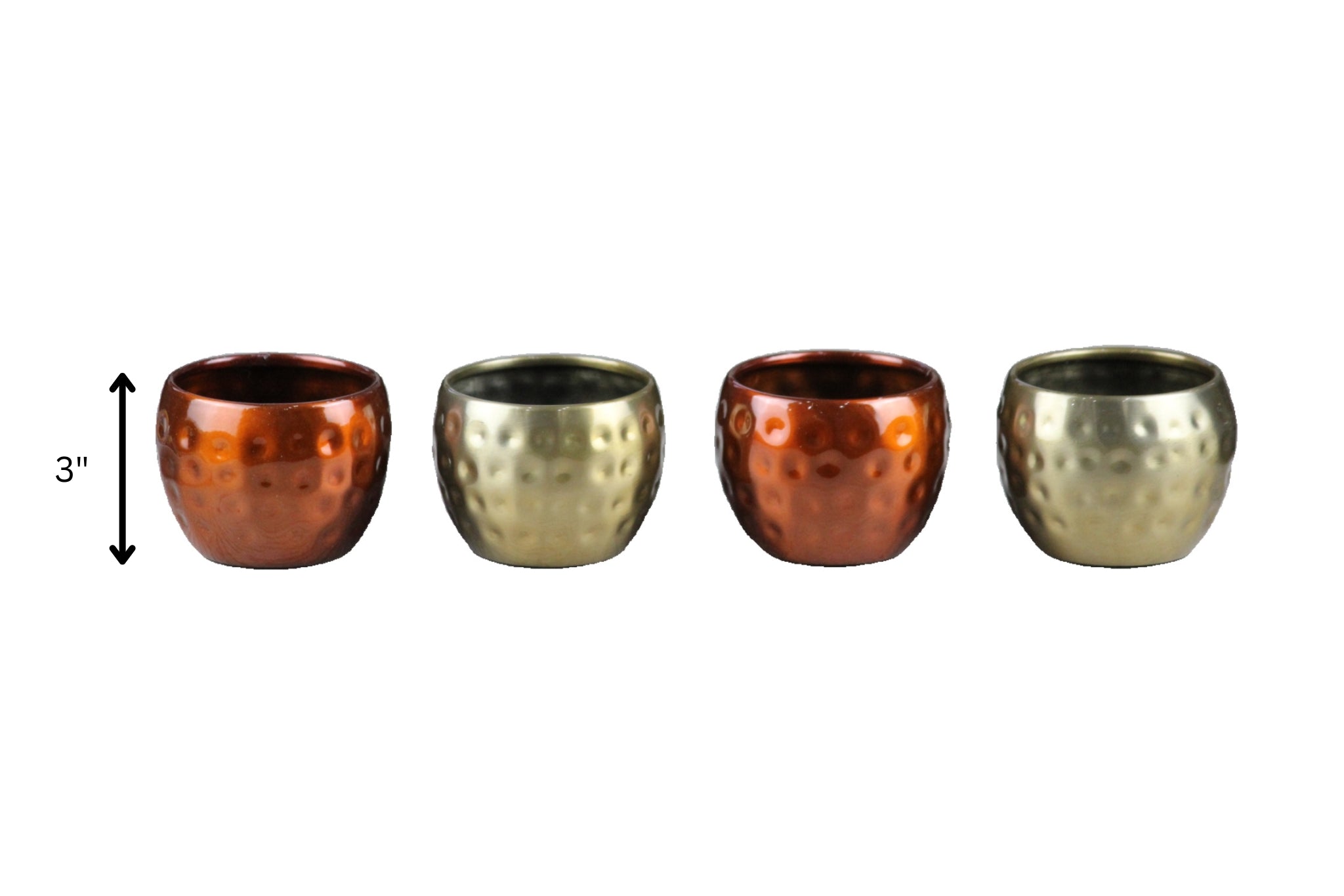 Elegant 3" Hammered TPR Tabletop Pots - Copper & Brass, Set of 4 - Nestern