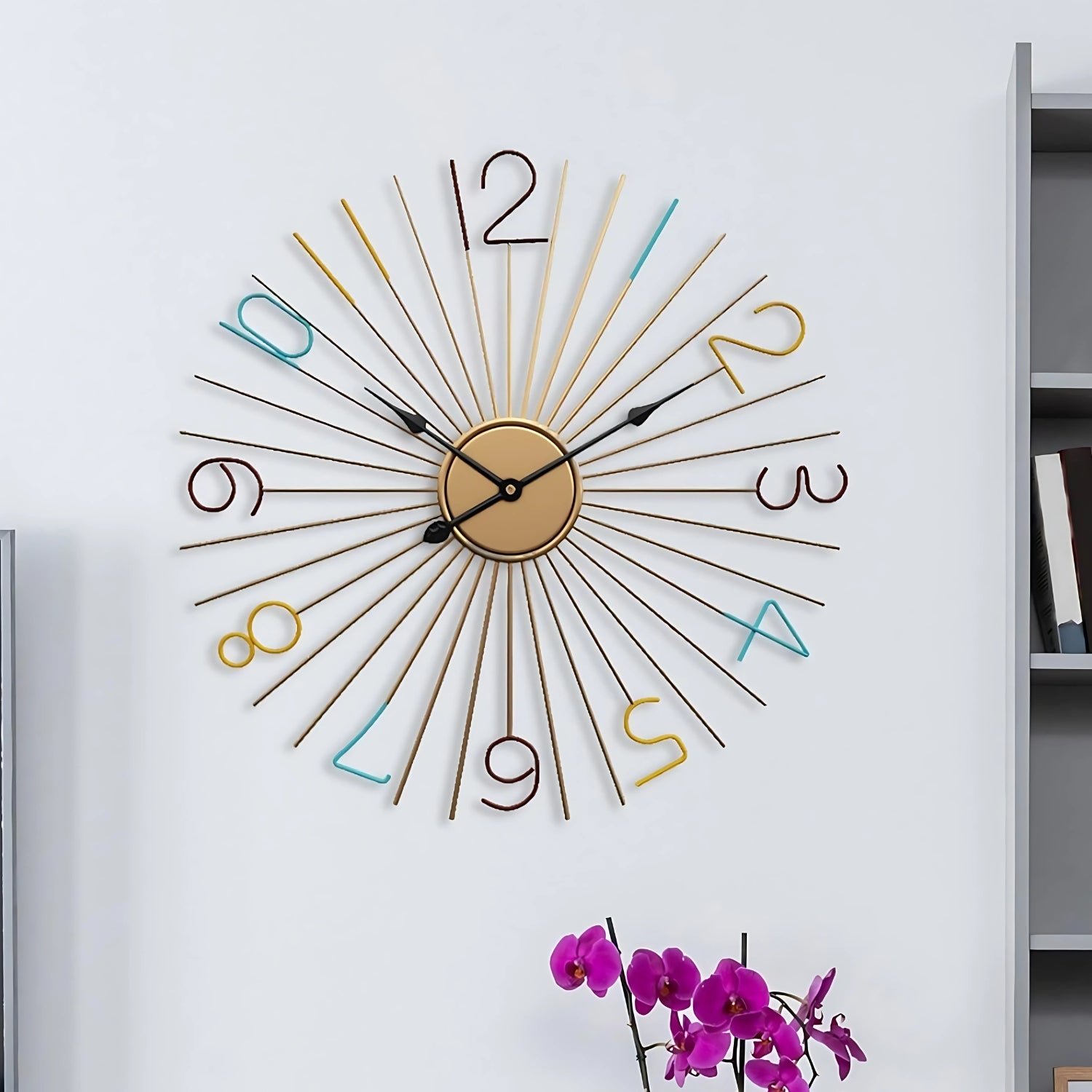 Large Color Numbers Wall Clock Adding Vibrant Charm Decor