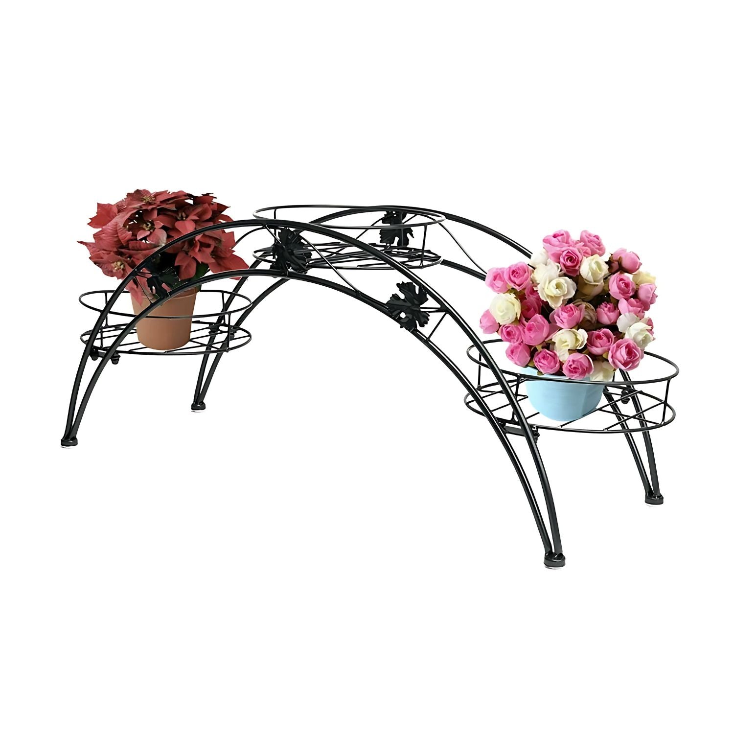 Modern Multi-Tier Metal Plant Stand For Indoor & Outdoor Decor - 3 Pot Holder