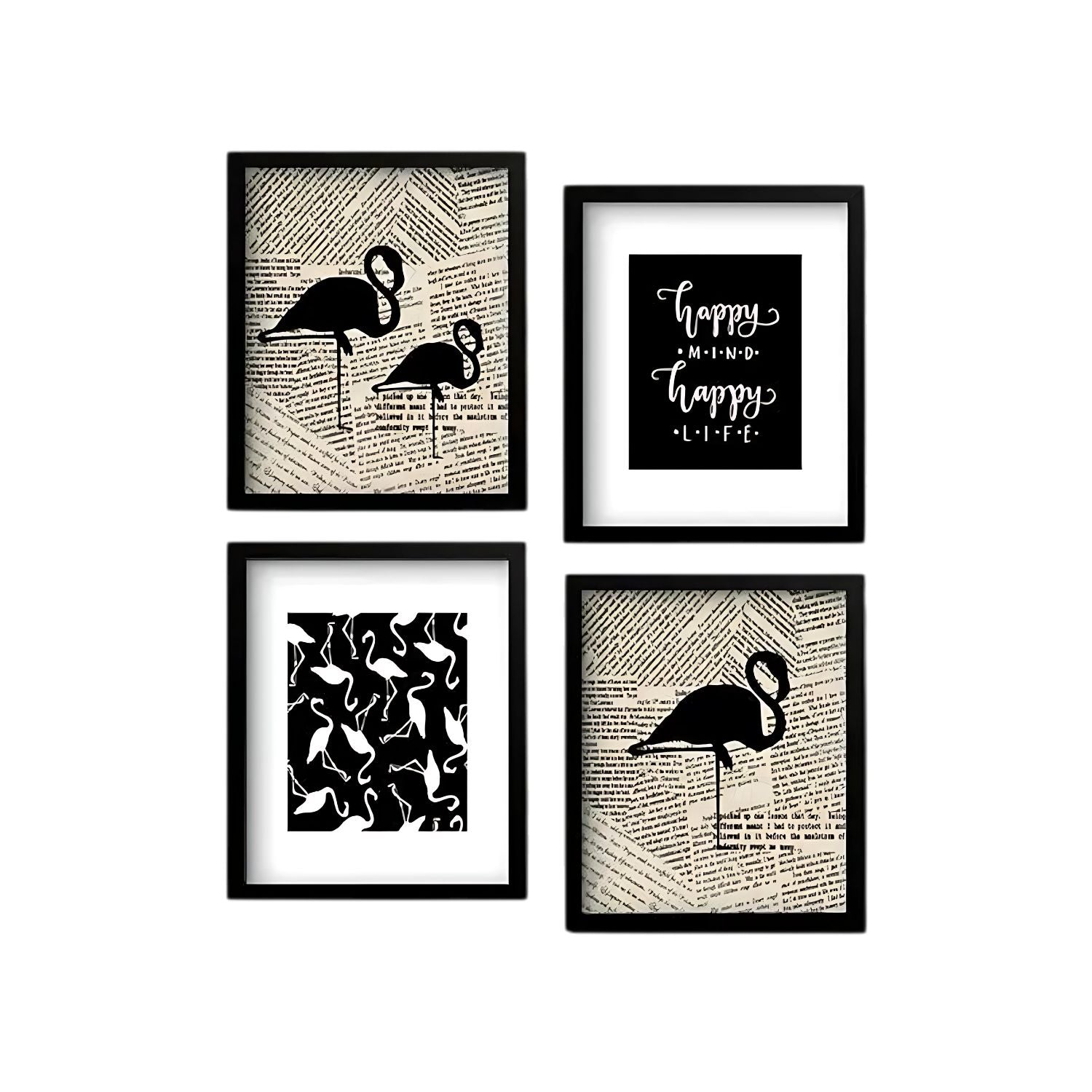 Elegant Black Flamingo and Quote Wall Frame Set for Modern Decor
