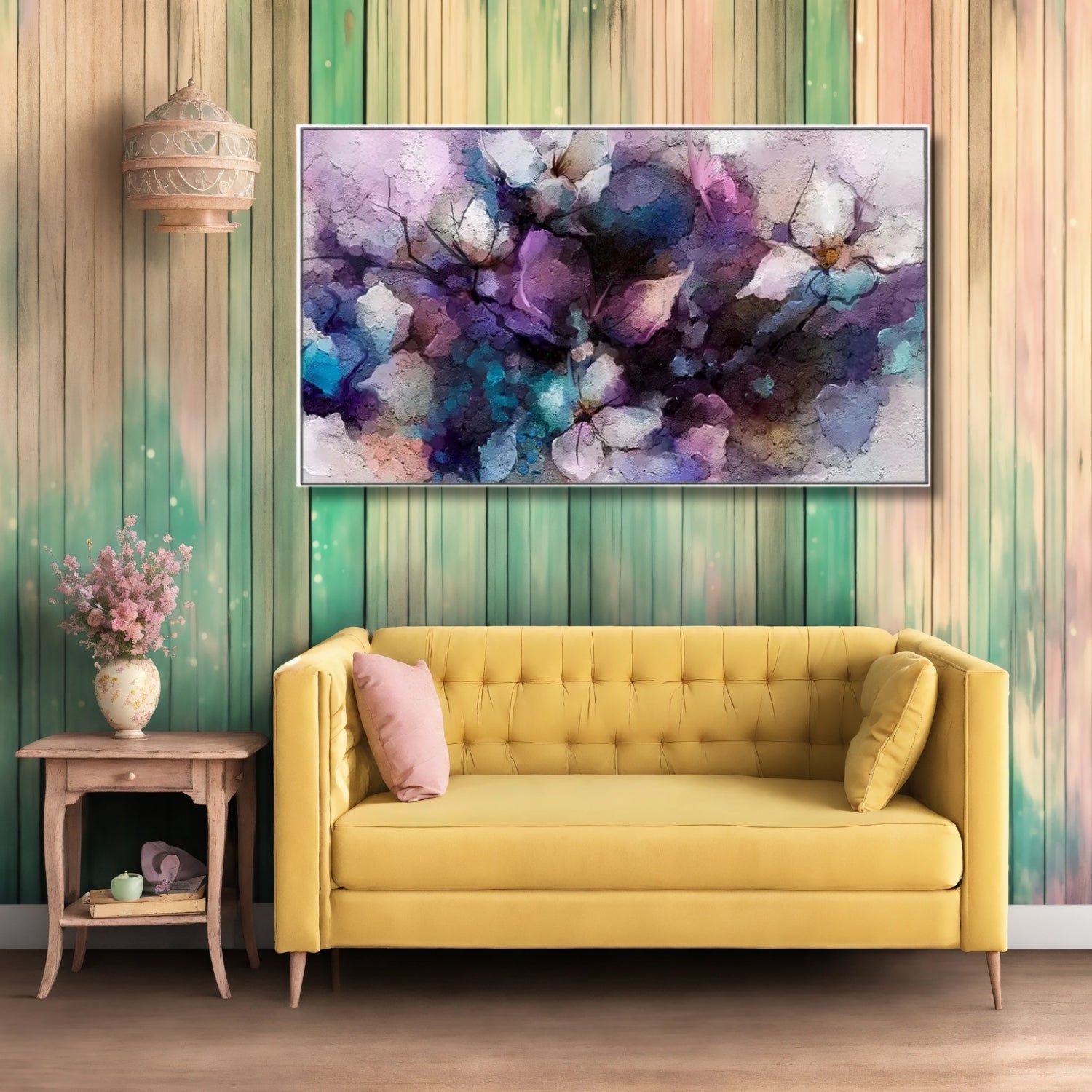 Beautiful Elegant Purple Floral Artwork For Modern Wall Decor