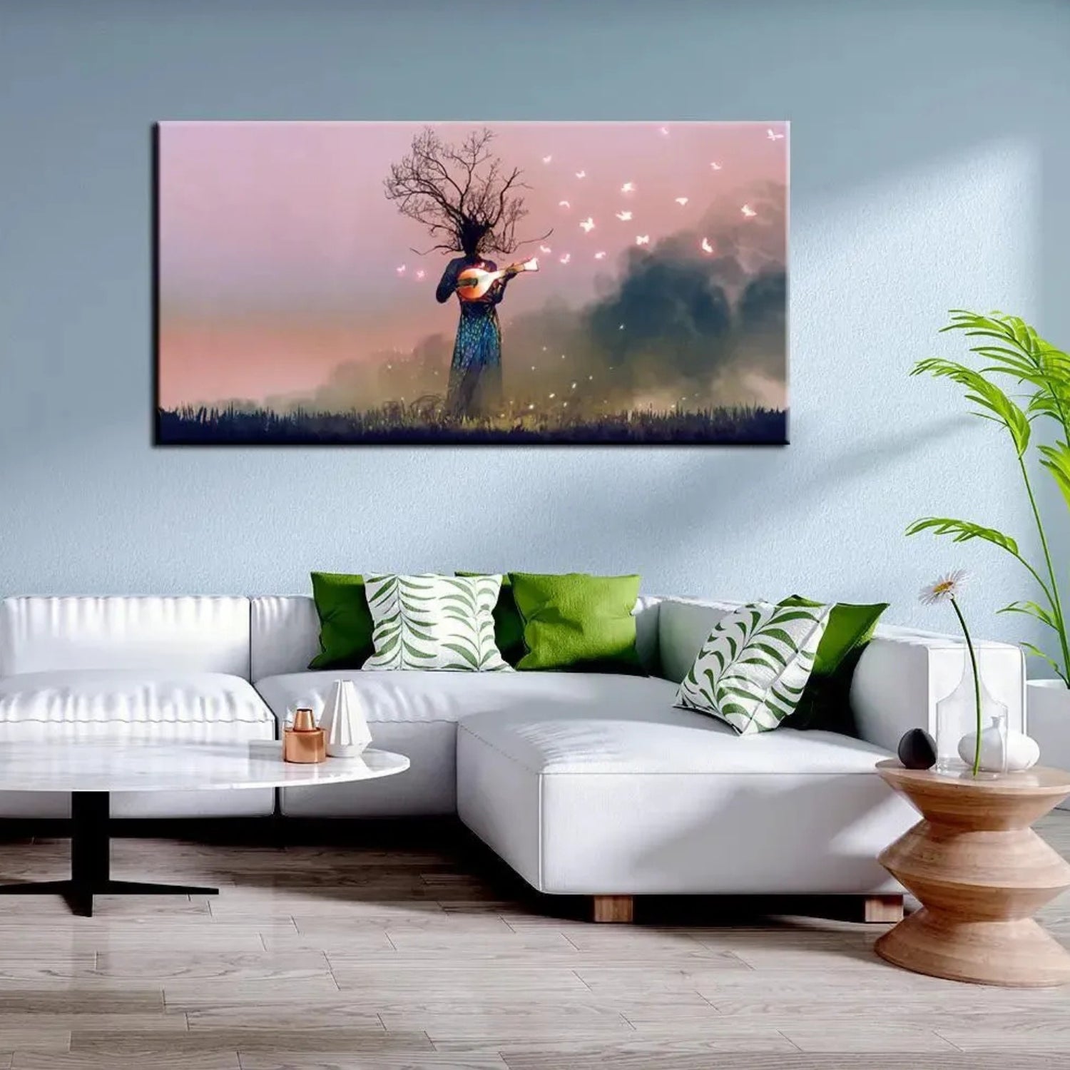 Beautiful Surreal Artwork of Tree Woman Playing Guitar