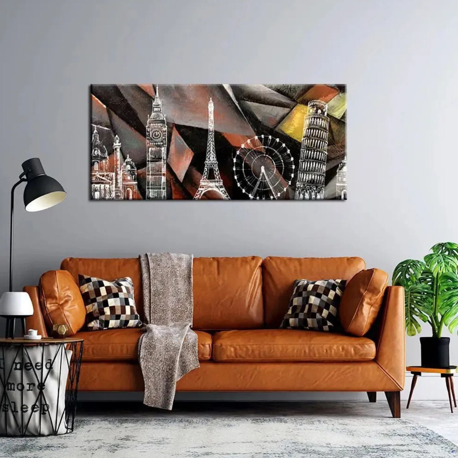 Stylish Wall Art Showcasing World Famous Monuments Scenery Painting