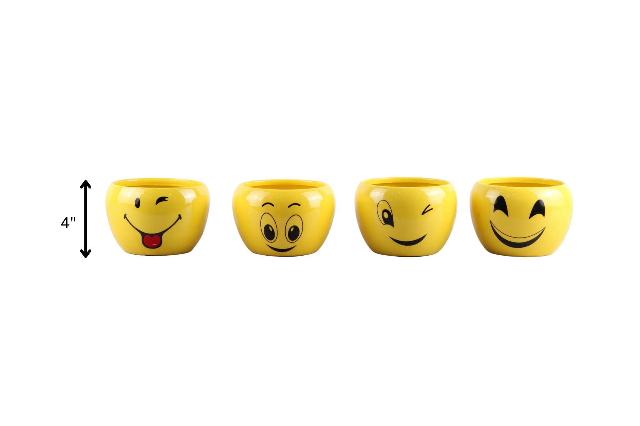 Attractive Orchid Pots with Emoji Print - Pack of 4 - Nestern