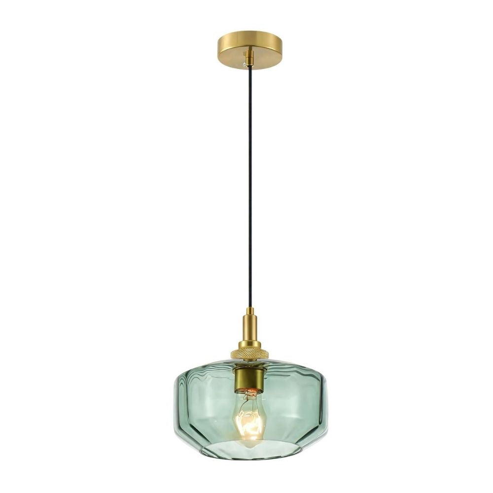 Modern Amber, Green and Coffee Glass Pendant Light With Metal Ceiling Fixture