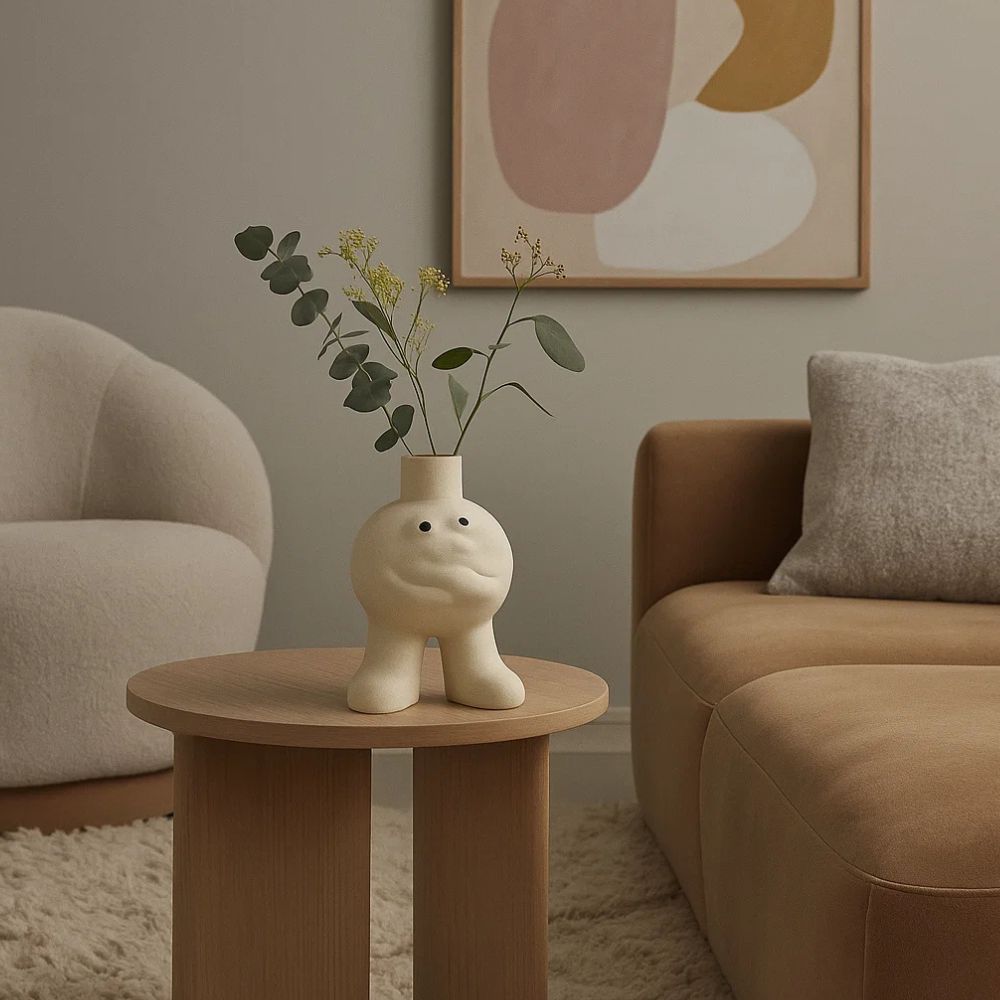 Quirky Big Feet Ceramic Vase With Hugging Chest Expression