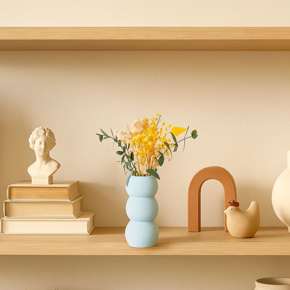 Blue Skies Ceramic Vase With Vibrant Dried Floral Combo