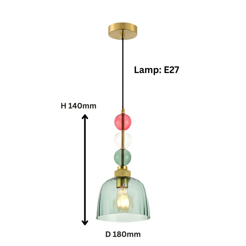 Elegant Glass Pendant Light - Modern Ceiling Hanging Lamp With Colorful Beads