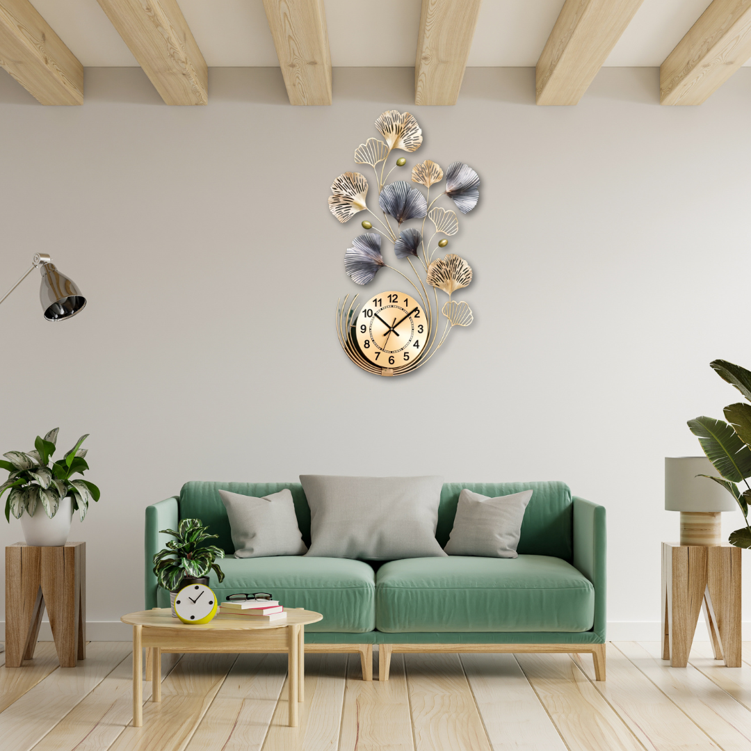 Stylish Metal Wall Clock – Luxury Floral Artistic Design
