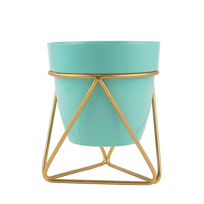 Modern Black & Gold Metal Planter – Stylish Indoor Decor