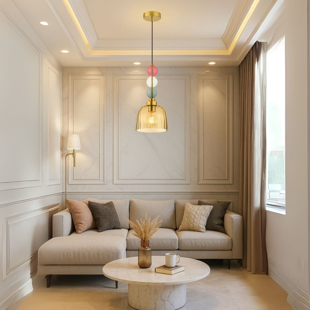 Elegant Glass Pendant Light - Modern Ceiling Hanging Lamp With Colorful Beads