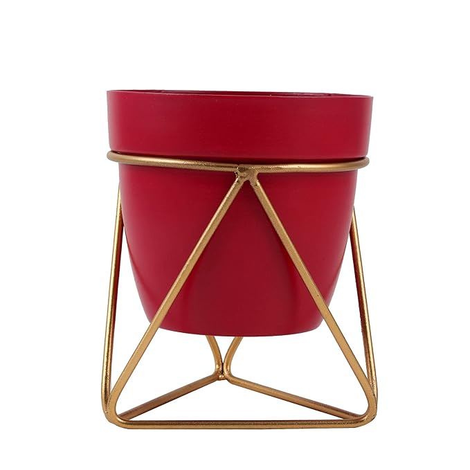 Modern Black & Gold Metal Planter – Stylish Indoor Decor