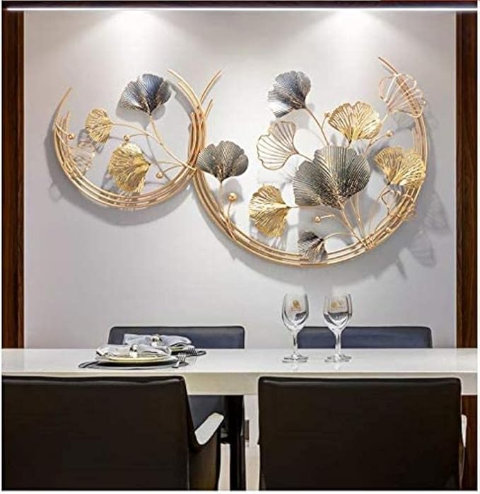 Elegant Gold & Black Ginkgo Leaf Metal Wall Art
