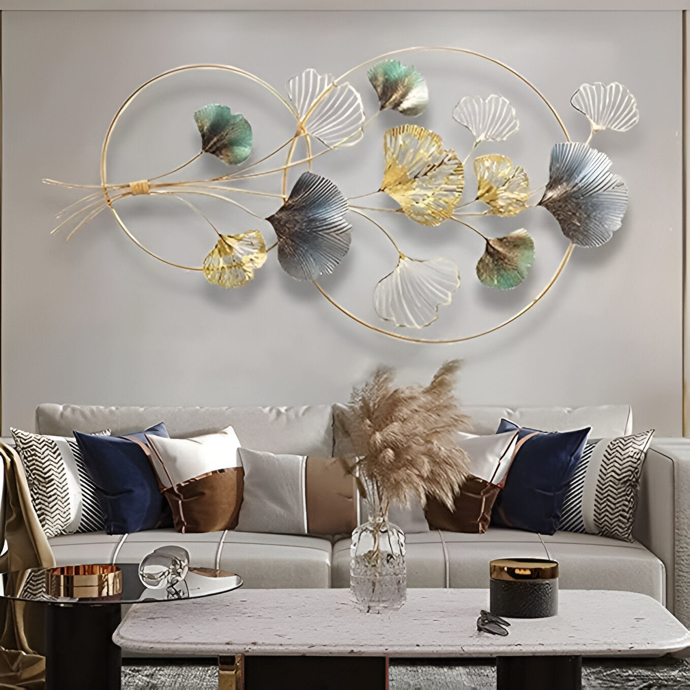 Luxury Metal Ginkgo Leaf Wall Art – Handcrafted 3D Décor