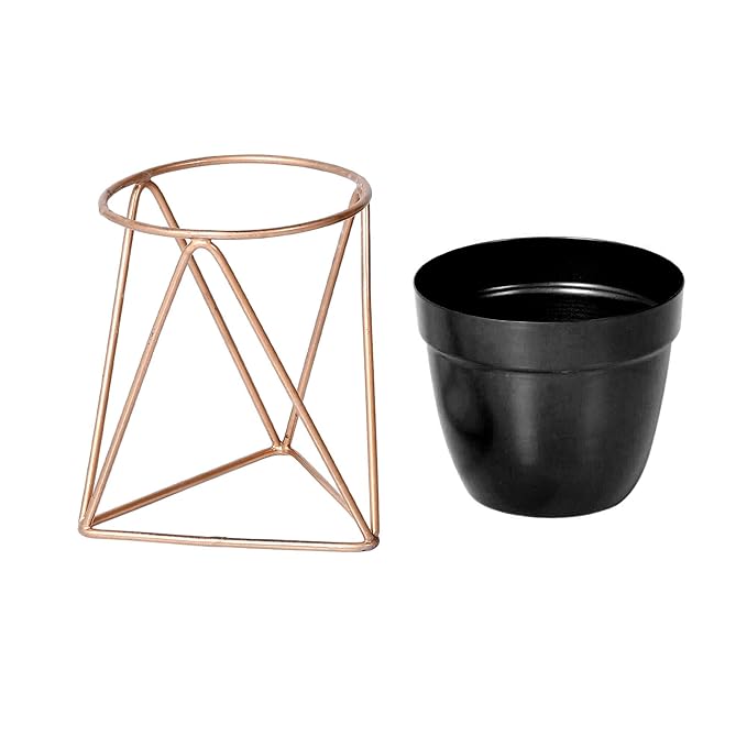 Modern Black & Gold Metal Planter – Stylish Indoor Decor
