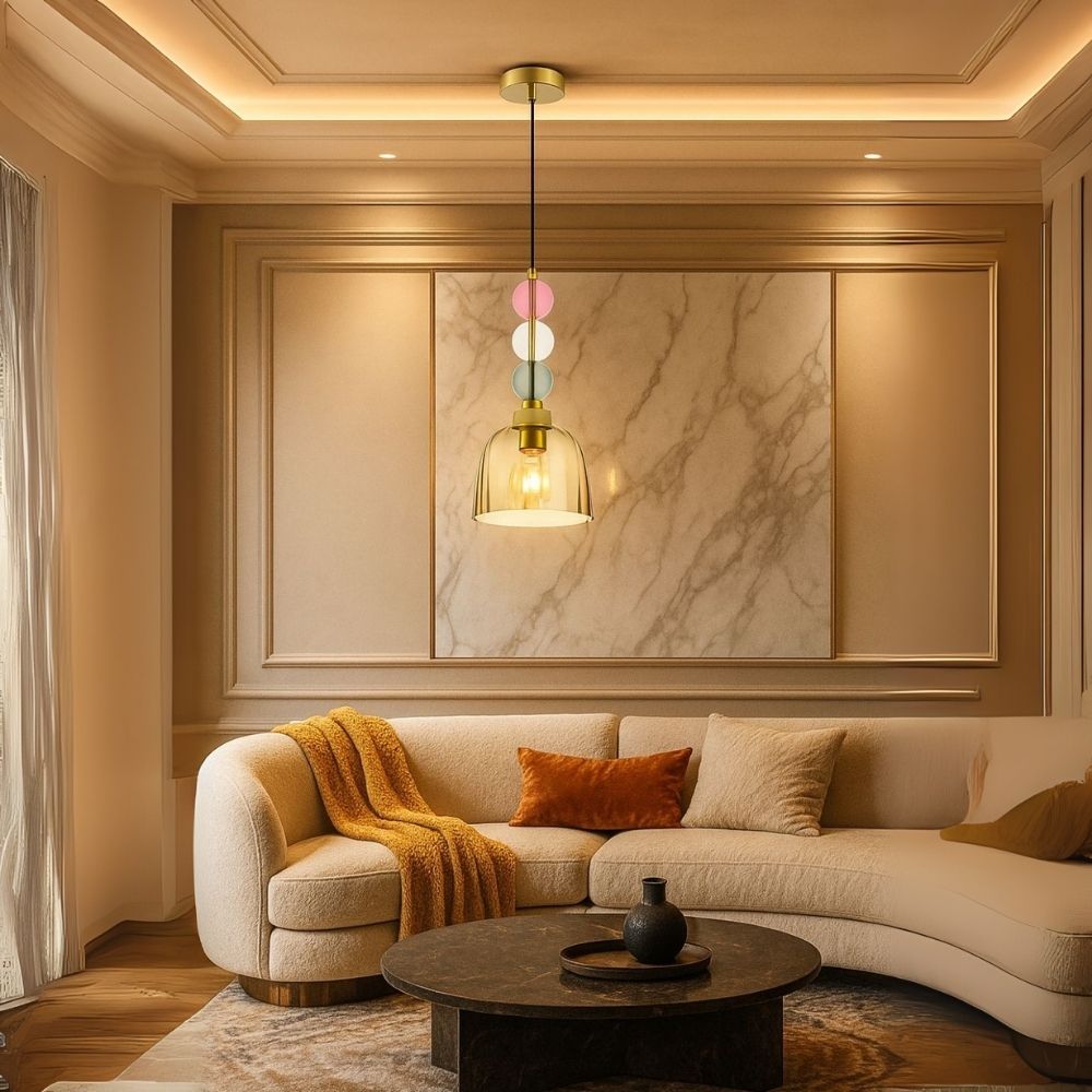 Elegant Glass Pendant Light - Modern Ceiling Hanging Lamp With Colorful Beads