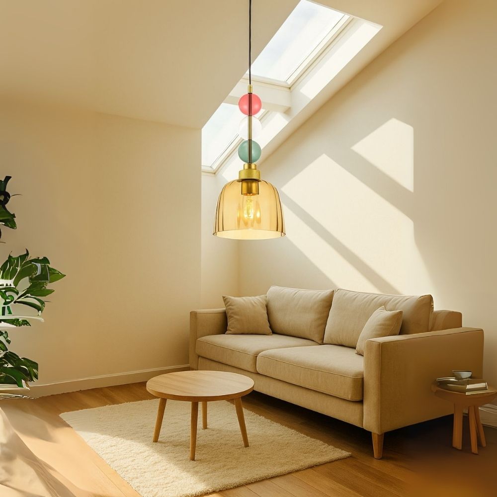 Elegant Glass Pendant Light - Modern Ceiling Hanging Lamp With Colorful Beads