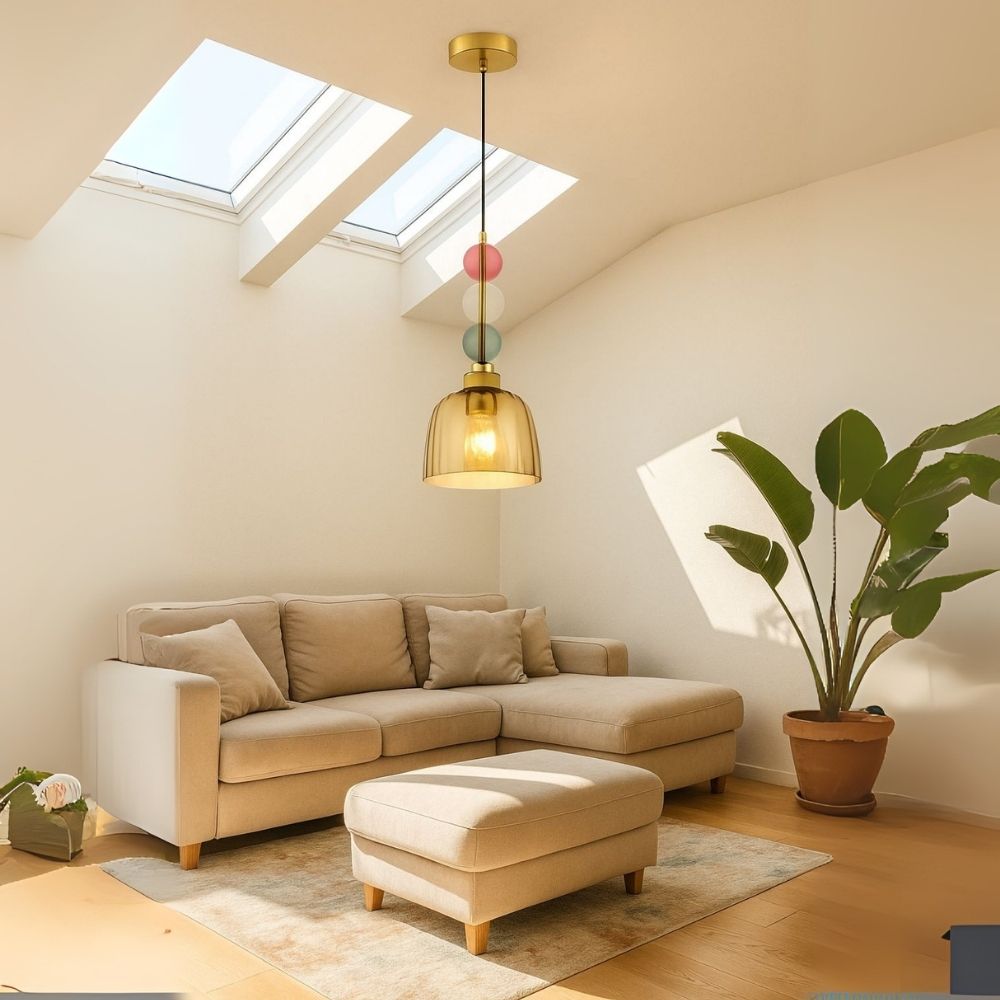 Elegant Glass Pendant Light - Modern Ceiling Hanging Lamp With Colorful Beads