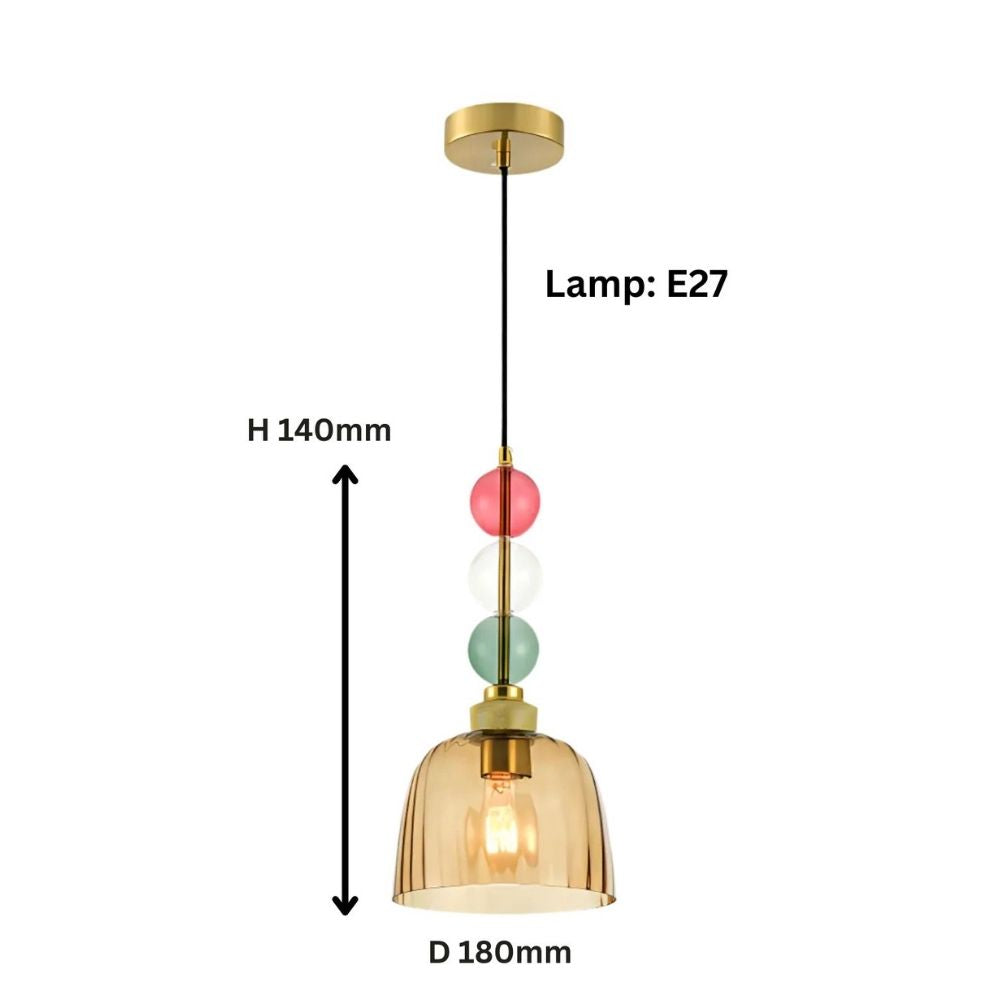 Elegant Glass Pendant Light - Modern Ceiling Hanging Lamp With Colorful Beads