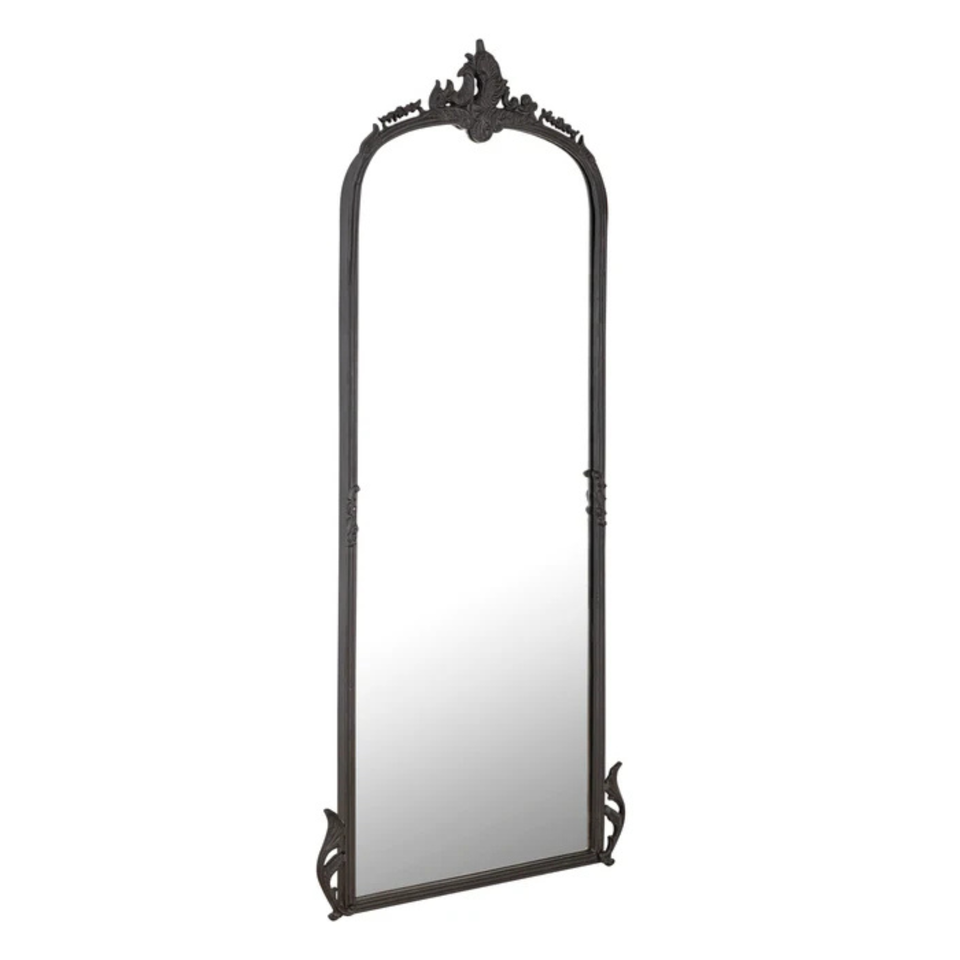 Elegant Victorian Arched Full-Length Wall Mirror with Ornate Detailing