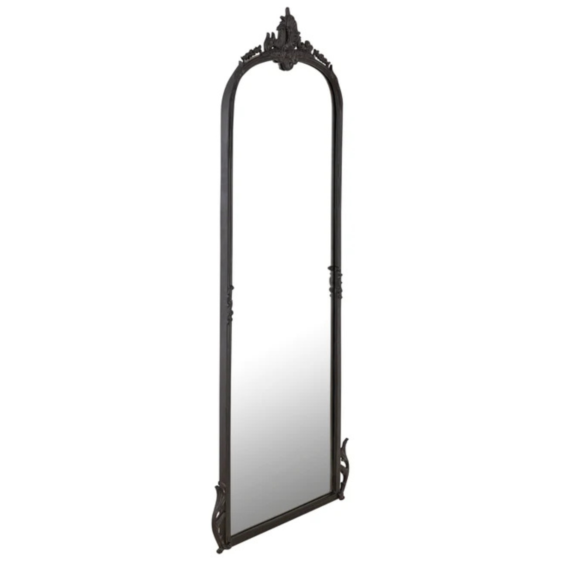Elegant Victorian Arched Full-Length Wall Mirror with Ornate Detailing
