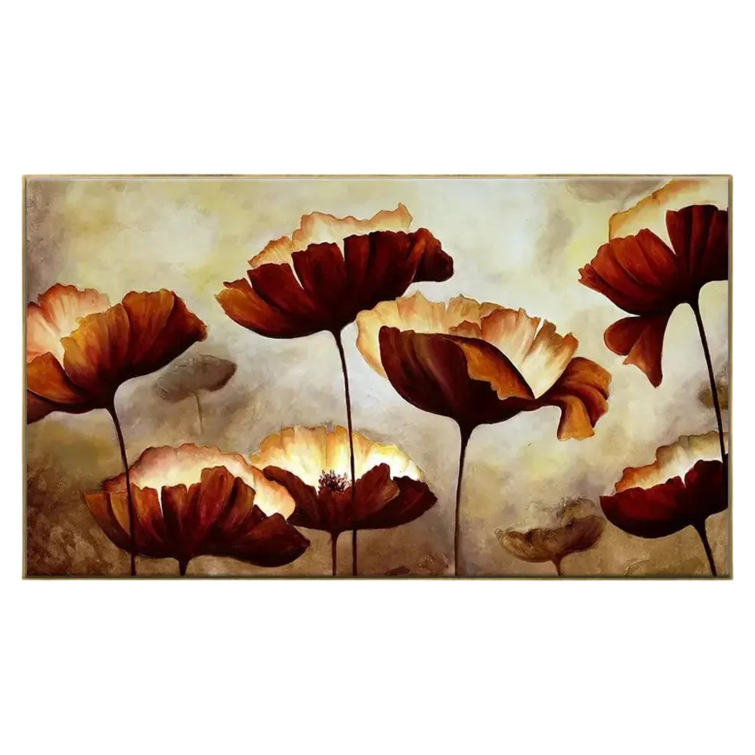 Abstract Brown Floral Canvas Printed Painting For Home Decor