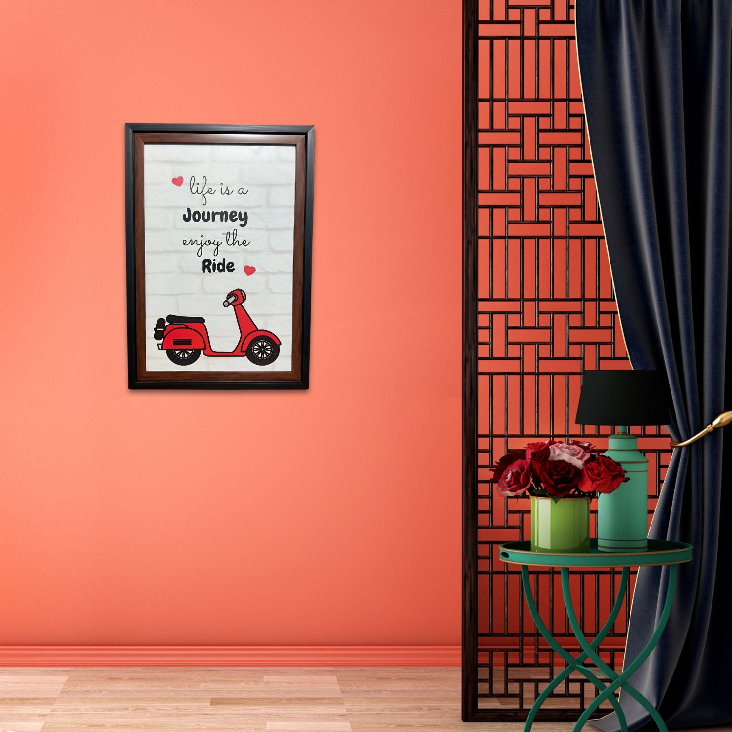 Life Is A Journey Scooter Art With Frame - Motivational Wall Decor