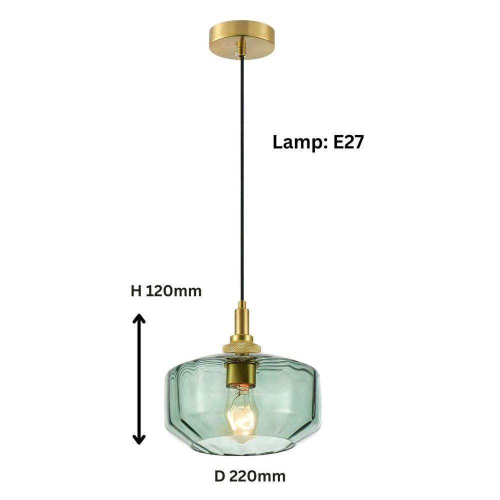 Modern Amber, Green and Coffee Glass Pendant Light With Metal Ceiling Fixture