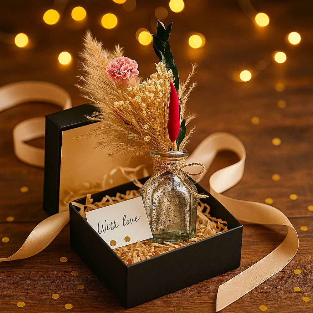 Sweet Blossom Decorative Floral Jar in Elegant Diwali Gift Set