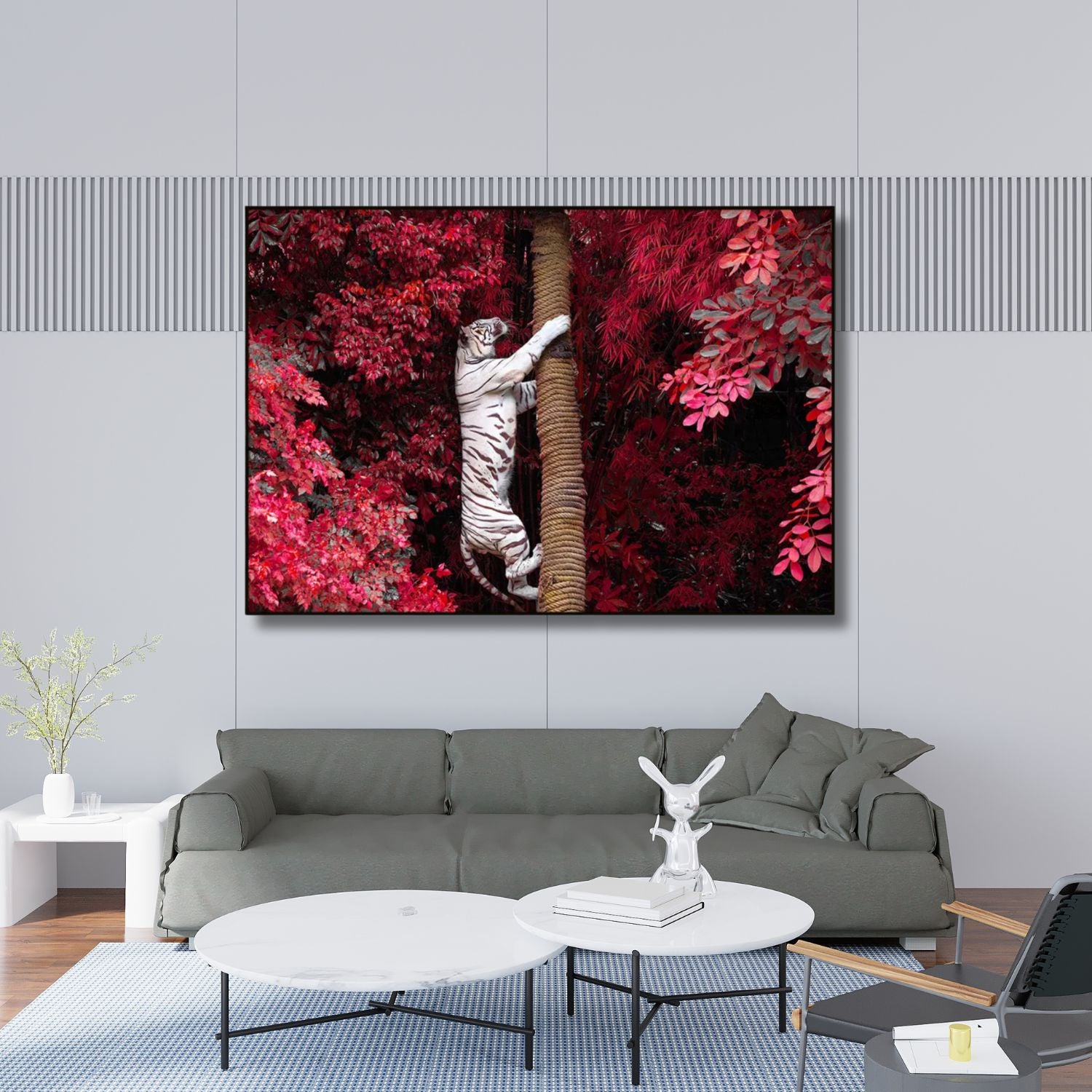 Majestic White Tiger Nature-Inspired Wildlife Painting For Home Decor