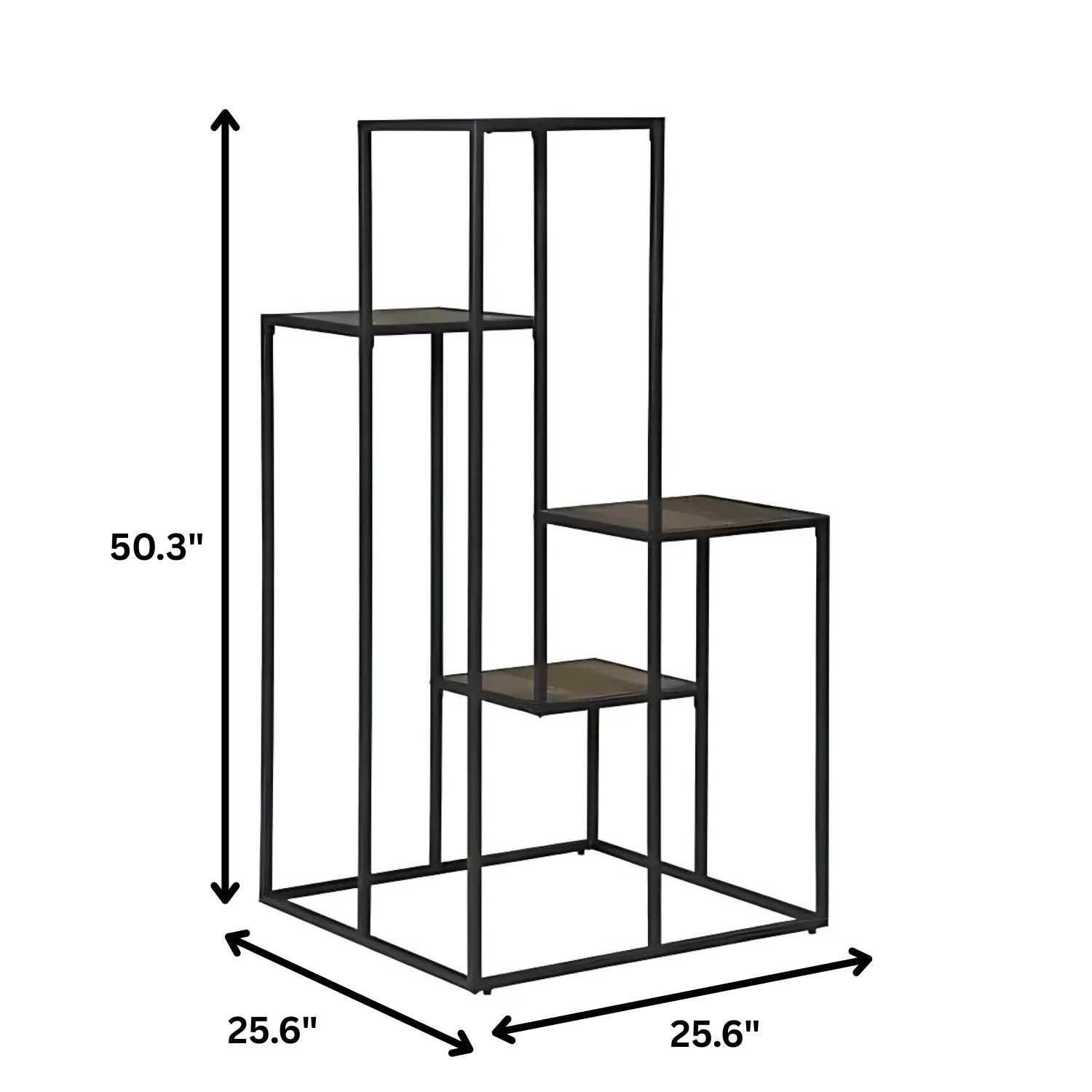 Square Multi-Tiered Metal Plant Stand - Modern Indoor & Outdoor Display