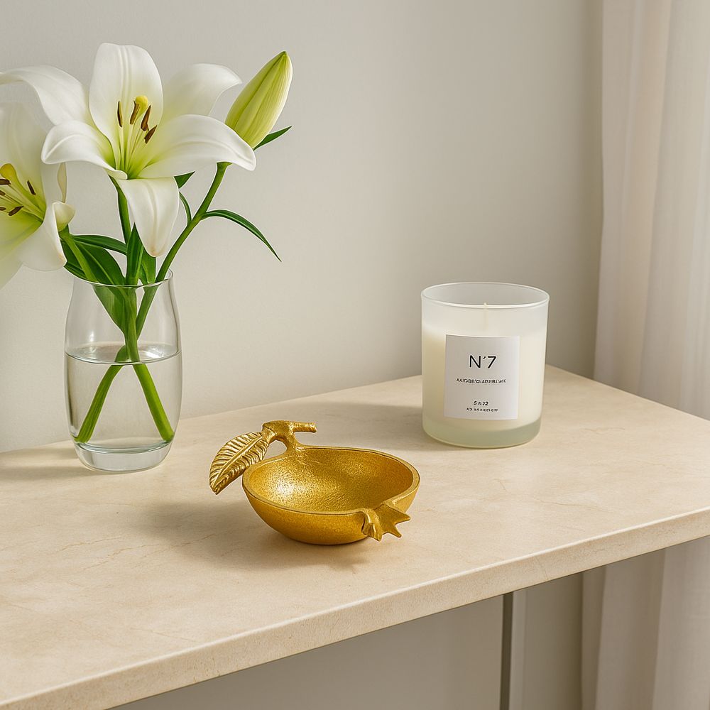 Golden Pomegranate Charm Decorative Bowls in Gift Box - Set of 2