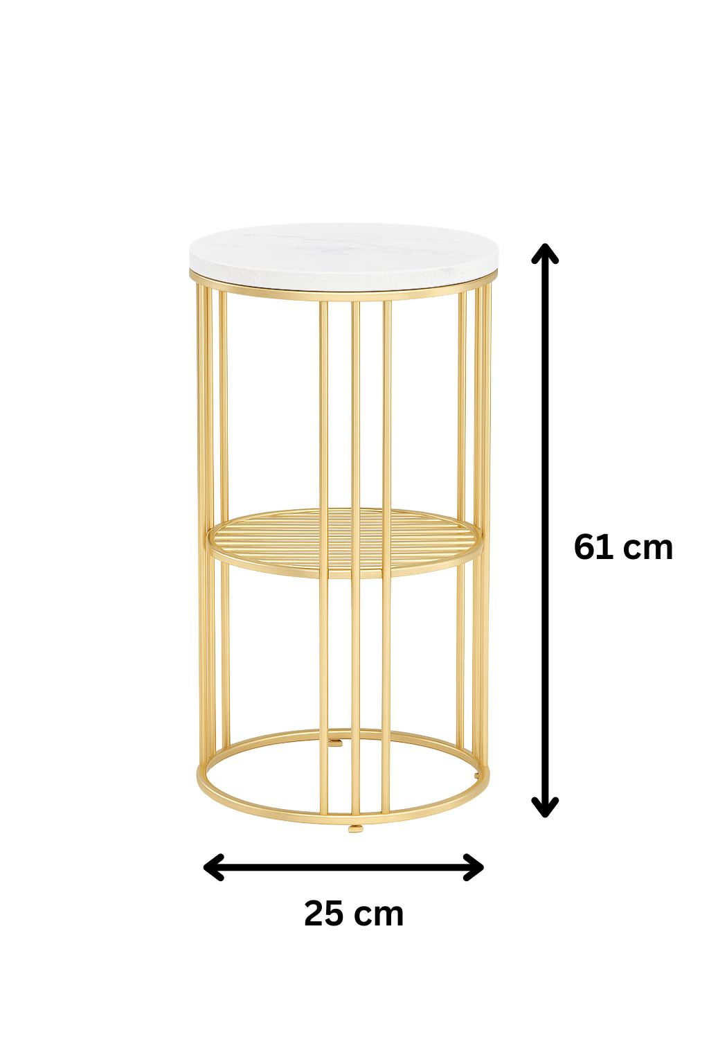 Elegant Two-Tier Gold Metal Plant Stand With Marble Top For Home Decor