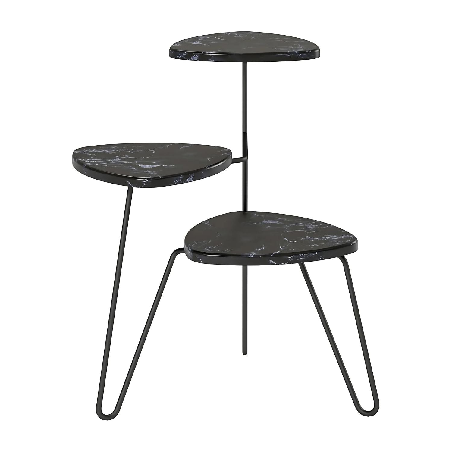Elegant Three-Tier Black Metal Plant Stand For Indoor And Outdoor Decor