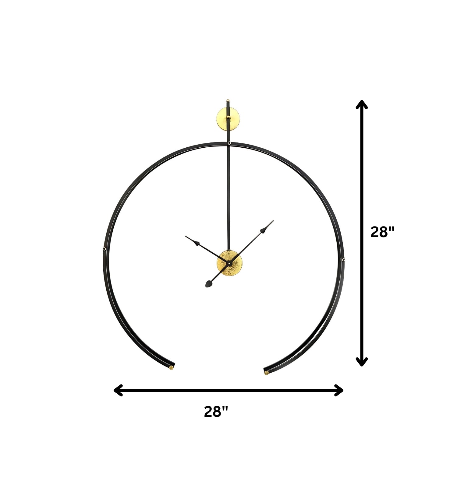 Black Metal Analog Wall Clock With Golden Centre Adding Modern Elegance