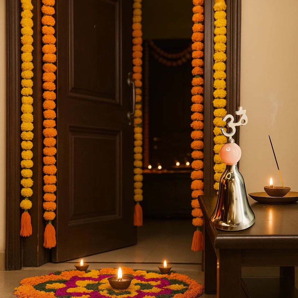 Elegant Silver Plated Shuddh Om Ghanti With Spiritual Significance