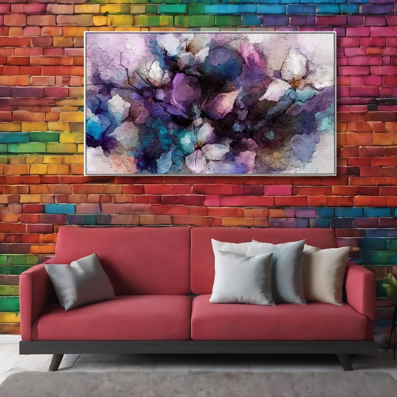 Beautiful Elegant Purple Floral Artwork For Modern Wall Decor