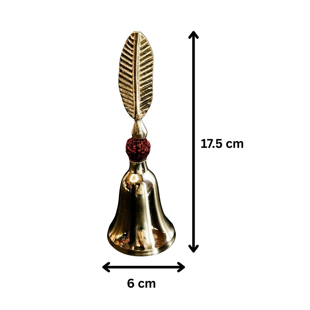 Silver Plated Rudra Bell With Sacred Rudraksha For Puja Rituals