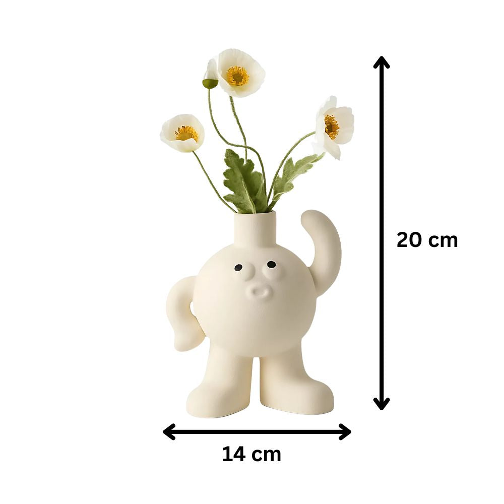 Playful Big Feet Ceramic Vase With Quirky Scratching Head Design