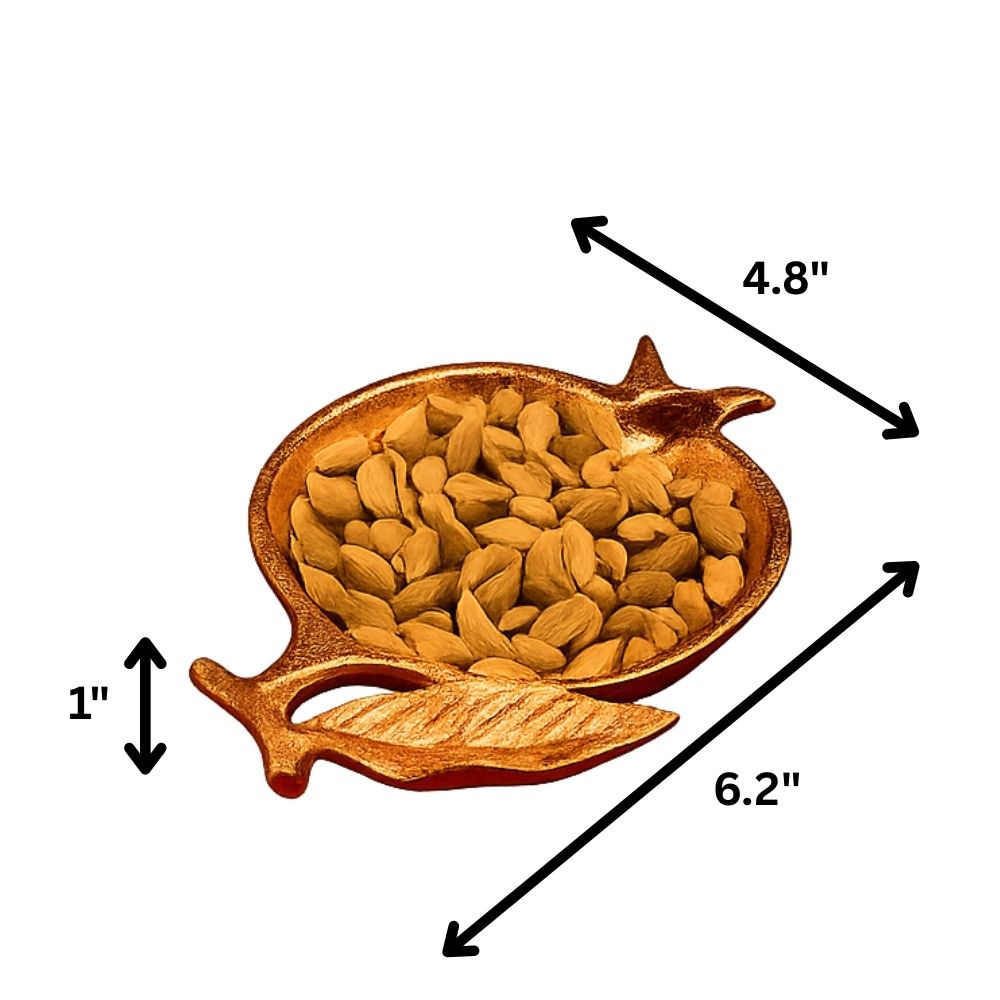 Elegant Golden Leaf Pomegranate Bliss Decorative Serving Dish Set