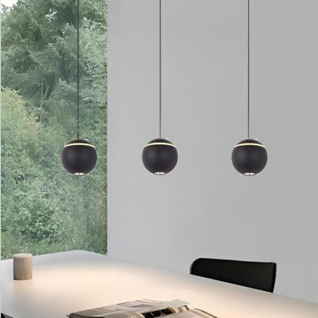 Modern Orb Pendant Light – Sleek Bedside LED Lamp - 2 Piece