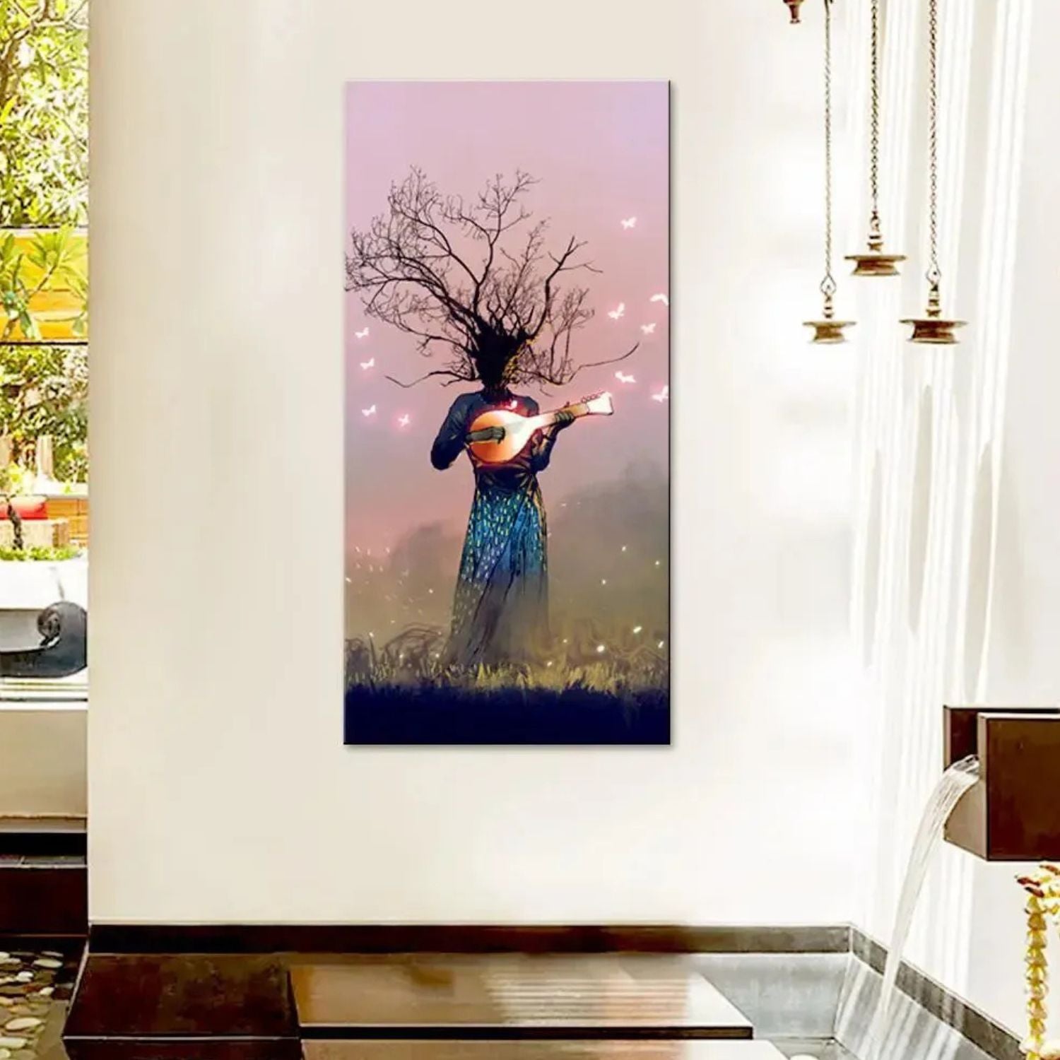 Surreal Nature-Inspired Wall Art With Musical Tree Spirit Canvas Painting