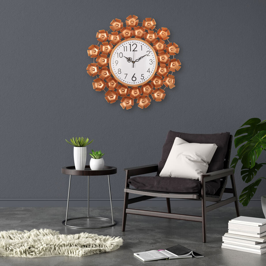 Luxury Golden Floral Wall Clock for Elegant Home Décor